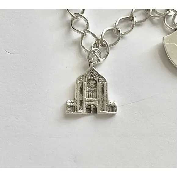 1960s 925 Sterling St. Thomas Aquinas Catholic School Dallas TX 4-Charm Bracelet - Picture 8 of 12